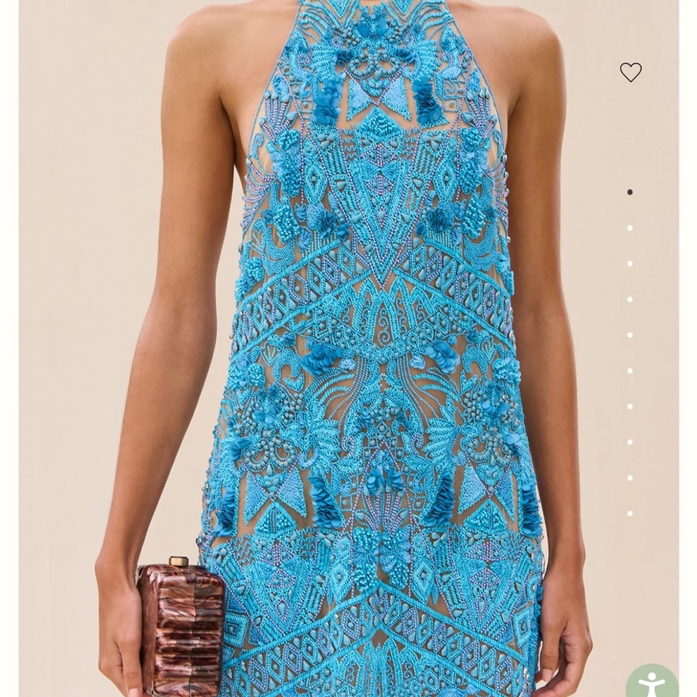 Blue Embroidered Halter Dress Cult Gaia Evangeline dress
